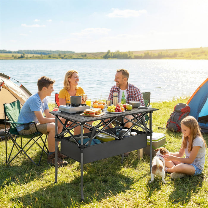 Outsunny 3ft Folding Camping Table with Mesh Storage Net, Carrying Bag