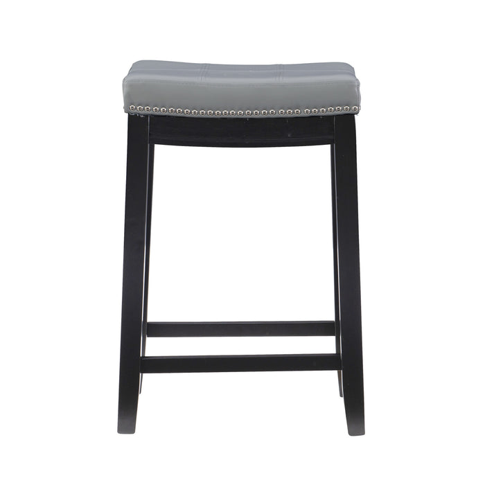 Claridge Faux Leather Backless Counter-Height Stool - Grey