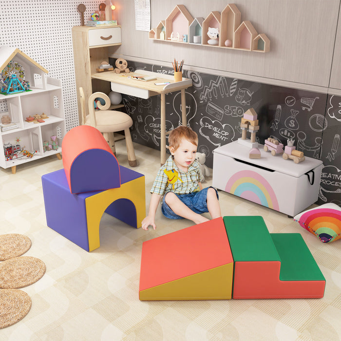 Qaba Foam Climbing Blocks For Toddlers, Kids Modular Play Set For Baby Children, Soft Play Equipment For Crawling Sliding, Easy-to-clean Safe Diy Creative, Classic Colour
