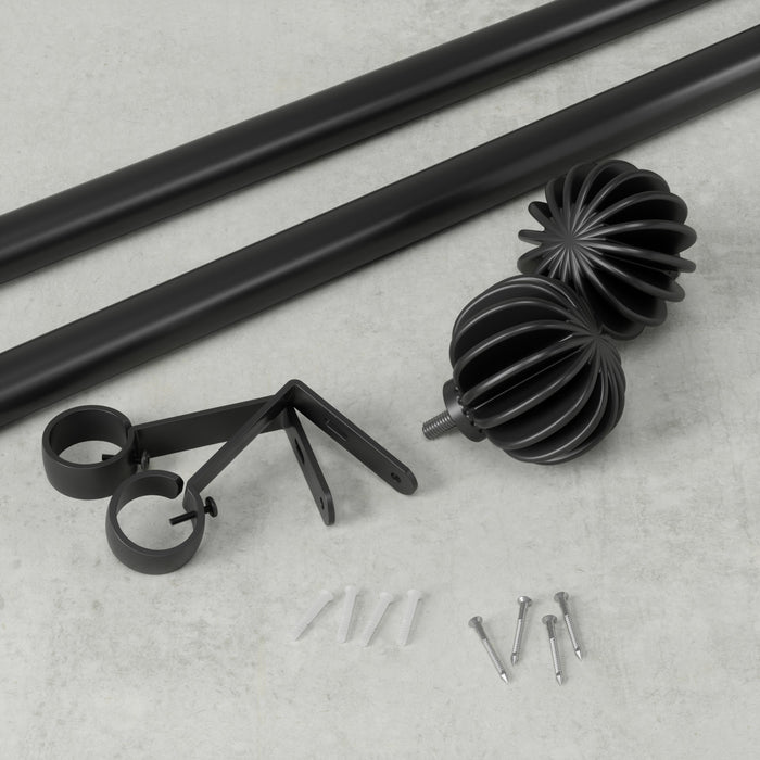 Umbra Finn Matte Black Expandable 1\" Curtain Rod - 42\"-120\" 