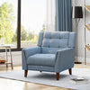 Midway Mid-Century Modern Armchair with Tufted Waffle Stitch, Blue, Walnut | Midway Fauteuil Moderne du Milieu de Siecle a Point Capitonne Gaufre, Bleu, Noyer