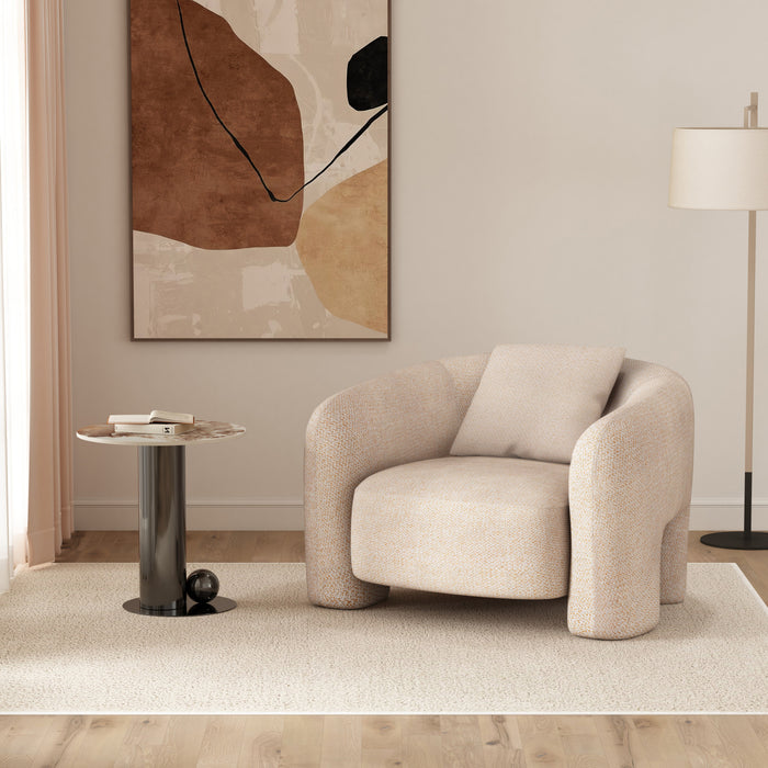 Sylvia Modern Glam Tweed Lounge Chair in Gold Dust