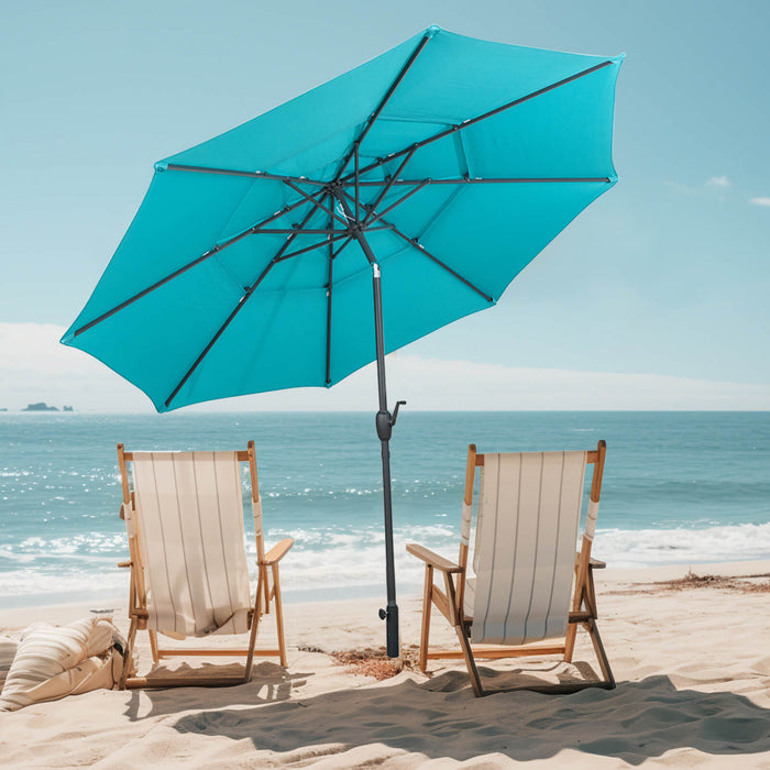 Costway 10 ft 3-tier Vented Patio Umbrella Large Market Table Umbrella Outdoor Sun Shade Turquoise