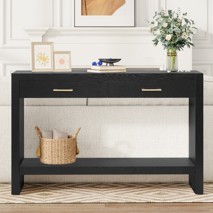 Aubrey 47.5\" Farmhouse Style Sofa Table with Storage - Black