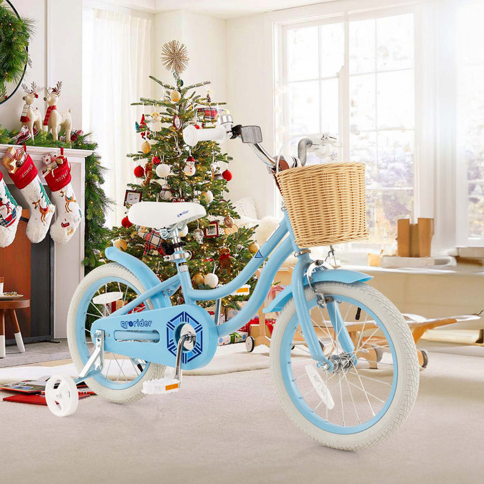 Prorider 16\" Kid's Bike With Training Wheels Adjustable Handlebar Seat Handbrake Blue