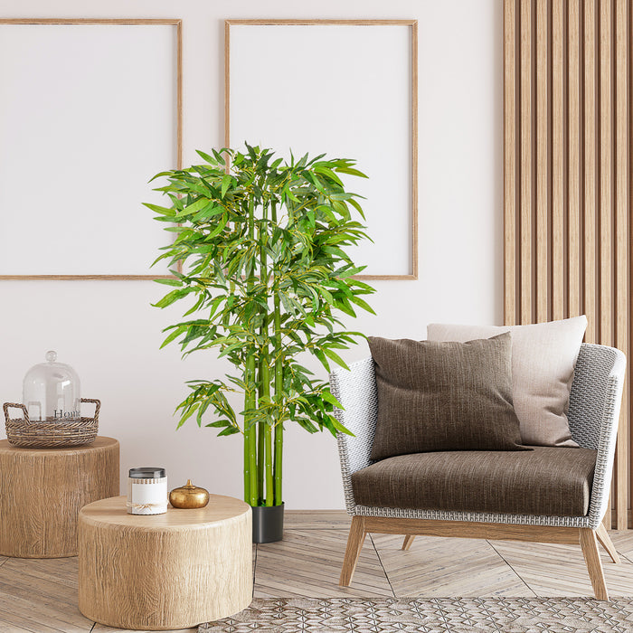 HOMCOM 5.3ft Artificial Tree Bamboo for Indoor Home Decor, Green