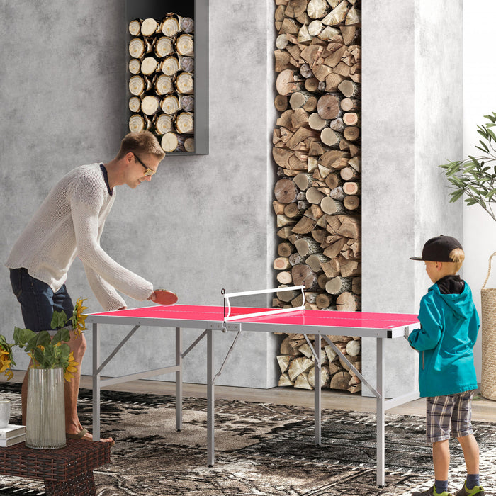 Soozier Ping Pong Table Set With Net Paddles Balls For Outdoor Indoor Red