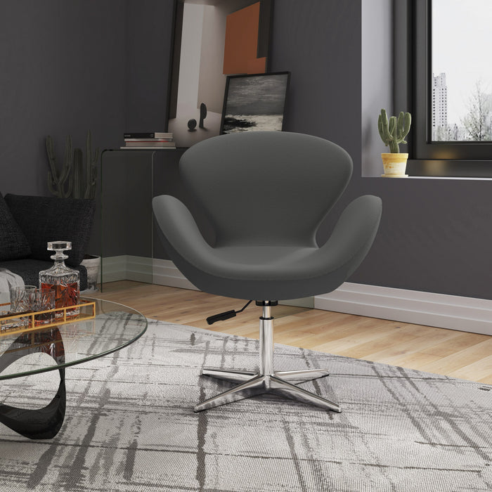 Raspberry Modern Upholstered Swivel Lounge Chair in Gray - Set of 2 Accent Chair