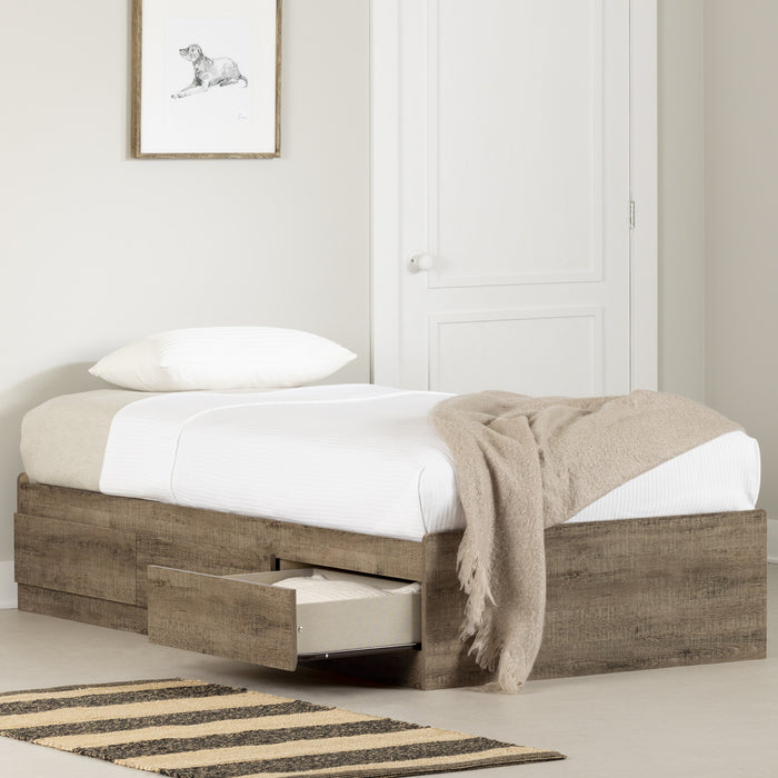 Arlen Twin Mates Bed With 3 Drawers - Weathered Oak 