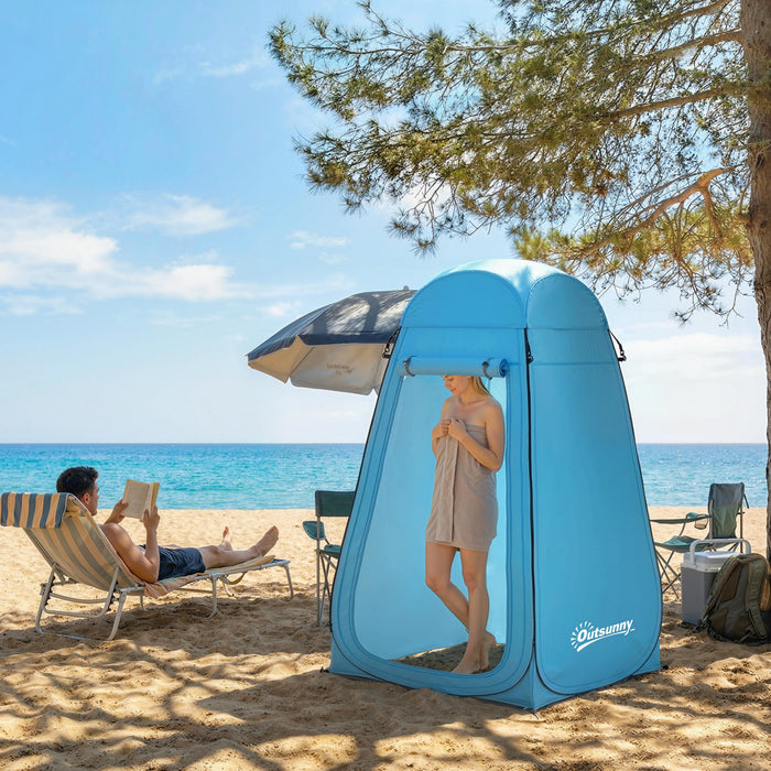 Outsunny Pop Up Shower Tent, Outdoor Privacy Changing Dressing Room, Blue
