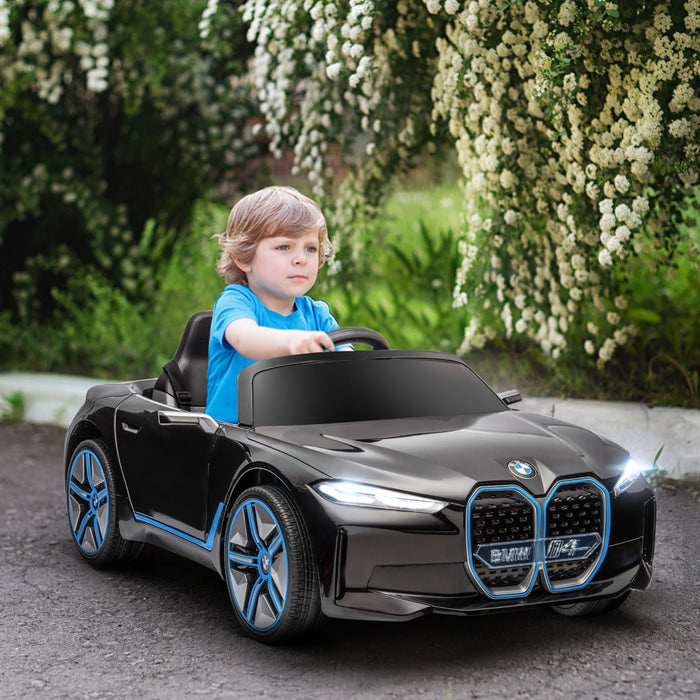Aosom 12v Electric Powered Ride-On Car With Remote Control, 3.1 Mph Kids Ride-on Toy For Boys And Girls With Portable Battery, Suspension System, Horn Honking, Music, Lights, Black