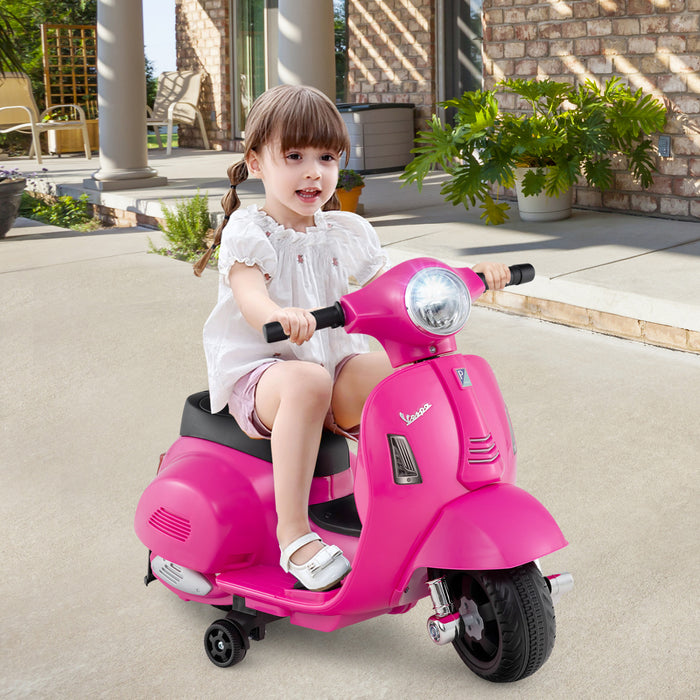 Costway Kids Ride On Motorcycle With Training Wheels Headlight Horn 6v Battery Pink