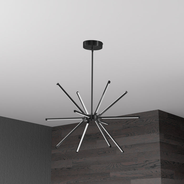 Dainolite Array LED Chandelier 32w Matte Black White Acrylic Diffuser Lamp