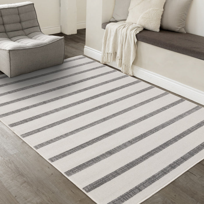 Covington Grey White Striped Rug, 5'3\" x 7'7\" Indoor Area Rug