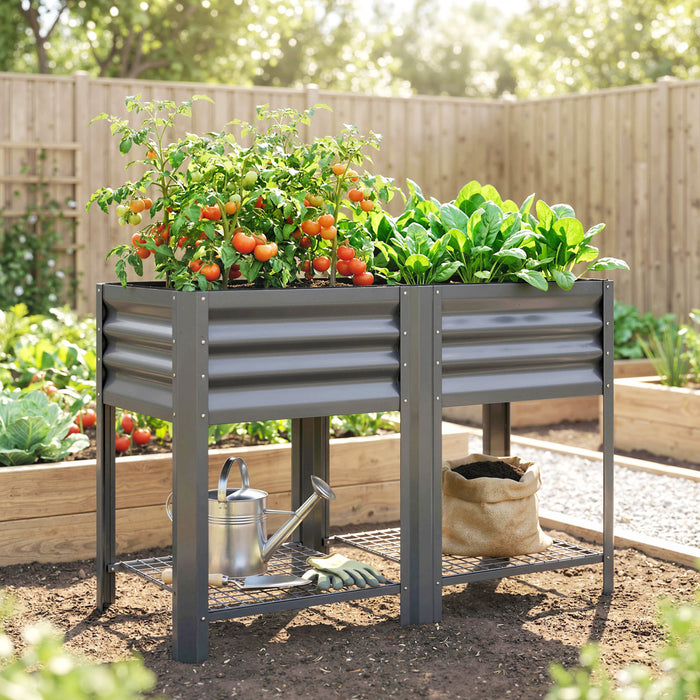 Outsunny Wooden Raised Garden Bed with Legs and 6 Drainage Holes