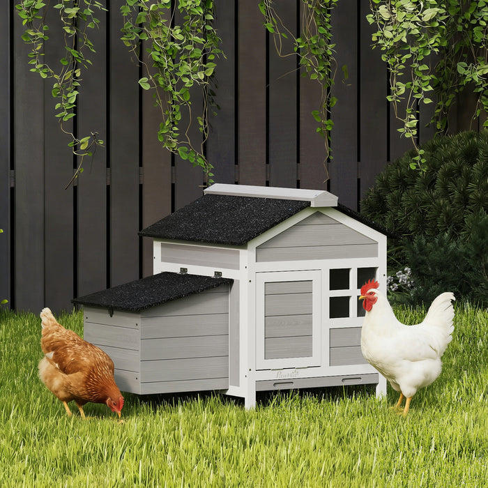 PawHut Wooden Chicken Coop Outdoor, Hen House Outdoor Backyard Poultry Cage with Nesting Box, Pull-out Metal Tray, for 1-2 Chickens, 36\" x 25\" x 27\"
