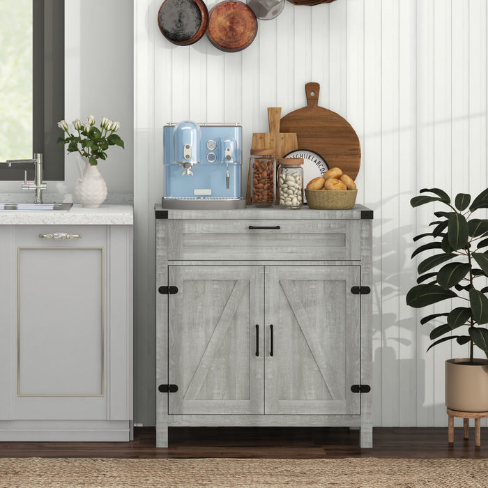 HOMCOM Farmhouse Sideboard Buffet Cabinet with Drawer and Adjustable Shelf