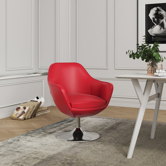 Caisson Modern Upholstered Swivel Lounge Chair in Red - Set of 2