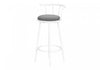 Barstool Set of 2 Swivel Bar-Height White Metal Grey Fabric Contemporary Modern