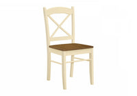 Dining Chair Set of 2 Kitchen Dining Room Oak & Cream Wood Legs Transitional