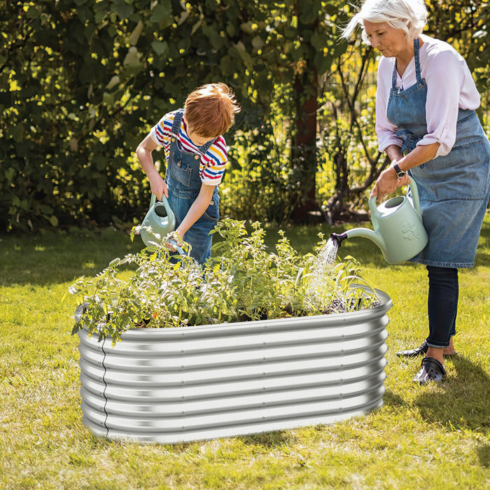 Costway 2 Pcs Raised Garden Bed Kit Planter Raised Garden Boxes Outdoor 65\" X 32\" X 24\" Silver
