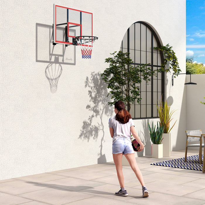 Soozier Wall Mounted Basketball Hoop With Shatter Proof Backboard, White