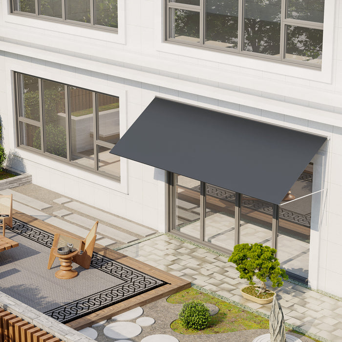Outsunny 13' X 4' Retractable awning For Doors And Windows, Dark Gray