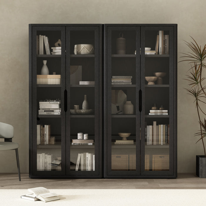 Rivington Modern 38\" Bookcase Cabinet in Black - Set of 2