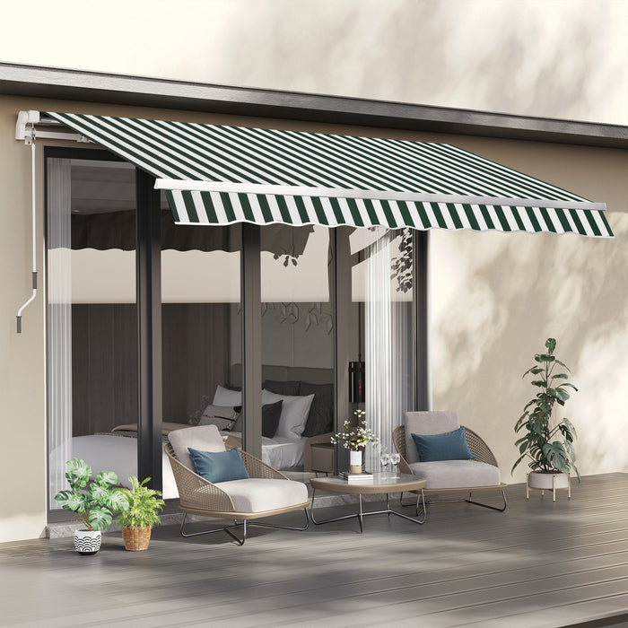 Outsunny 10' X 8' Retractable Awning Fabric Replacement Outdoor Sunshade Canopy Awning Cover, Uv Protection, Green And White