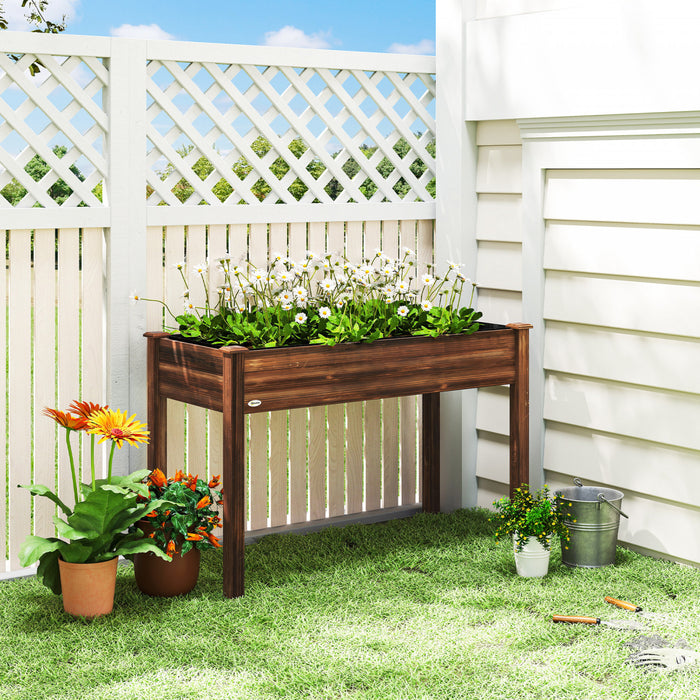 Outsunny 48\"x22\"x30\" Elevated Planter Box, Wooden Patio Raised Garden Bed