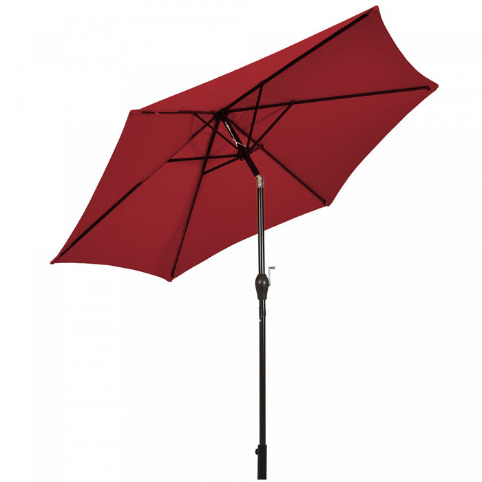 Costway 9Ft Outdoor Market Patio Table Umbrella Push Button Tilt Crank Lift Burgundy