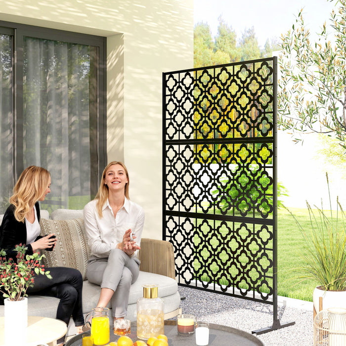 Outsunny Outdoor Privacy Screen, Freestanding Outdoor Divider, Black