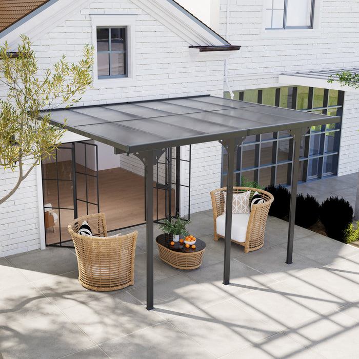 Outsunny 10' X 12' Outdoor Hardtop Pergola Polycarbonate Roof Gazebo Grey