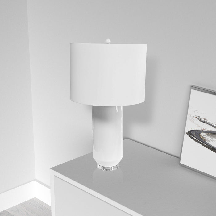 Dainolite Goliath 1 Light Ceramic Oversized Table Lamp White Finish Cylinder Shade