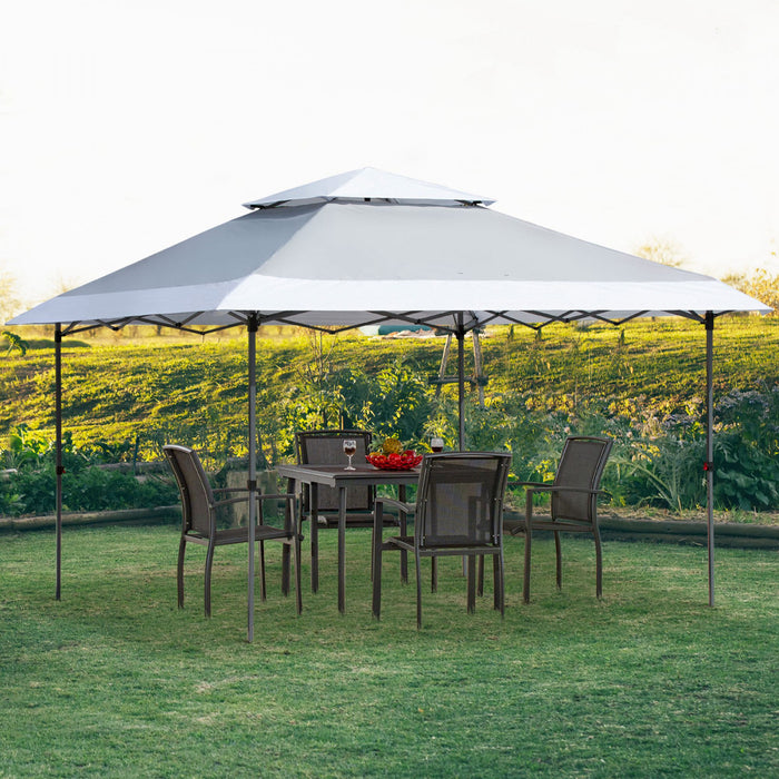 Outsunny 12' X 12' Pop Up Canopy Tent With Double Roof, Light Grey & White