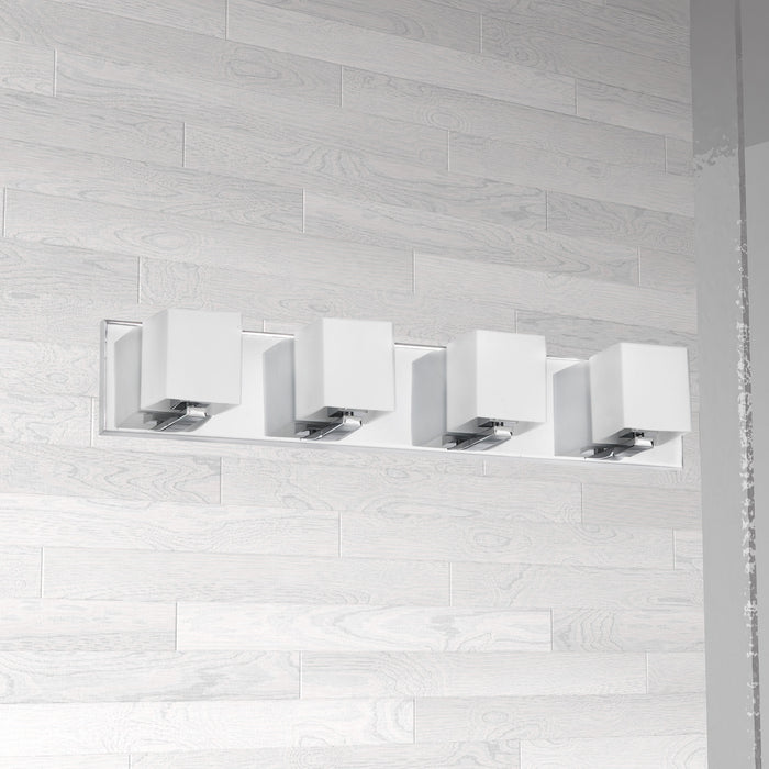 Dainolite Verona 4 Light Vanity Light Polished Chrome Finish White Glass Shade Lamp