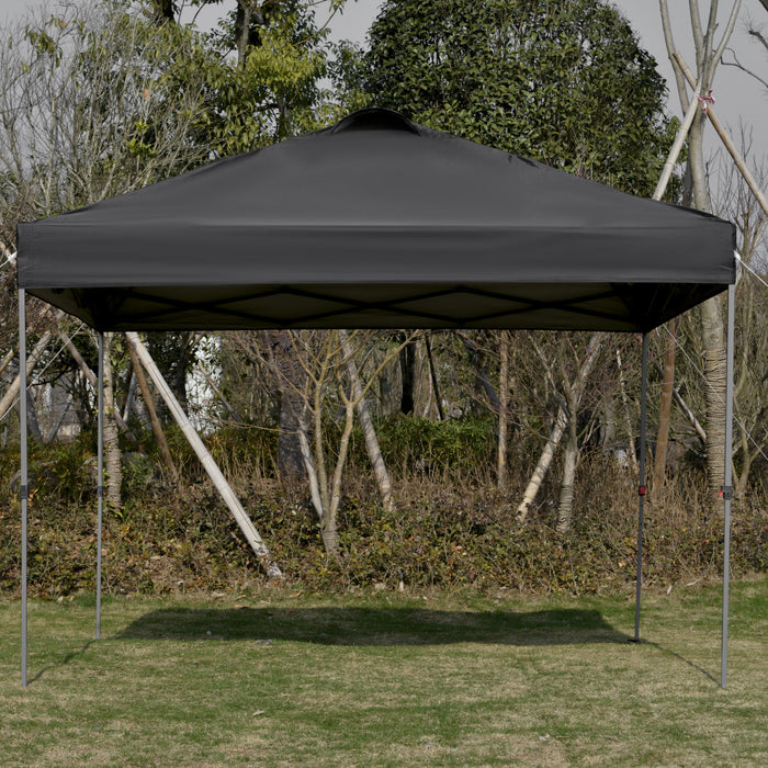 Outsunny 10' X 10' Pop Up Canopy Tent With Airy Top Vent And Bag, Black