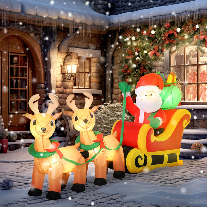 HOMCOM 8ft Outside Christmas Decorations with LED Lights Display