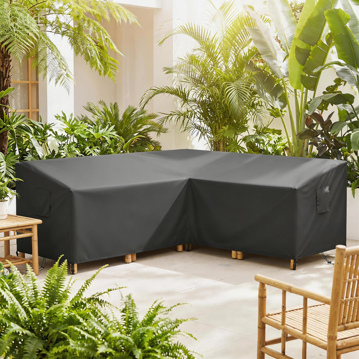 Outsunny V-Shaped Sectional Sofa Cover Waterproof Anti-UV, 85\" x 85\", Black