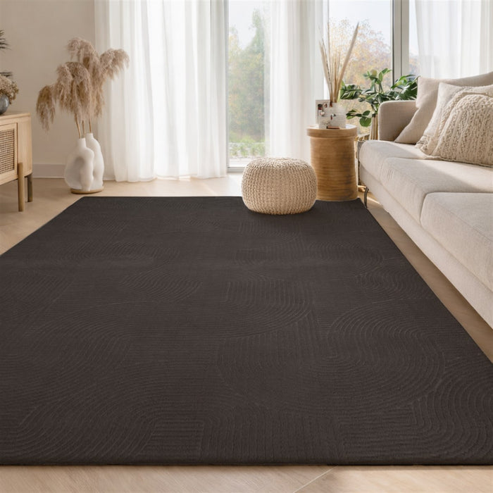 Elion Contemporary Charcoal Washable Rug 8'0\" x 10'0\" Indoor Area Rug