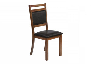 Dining Chair Set of 2 Kitchen Dining Room Brown Leather-Look Walnut Wood Legs Transitional