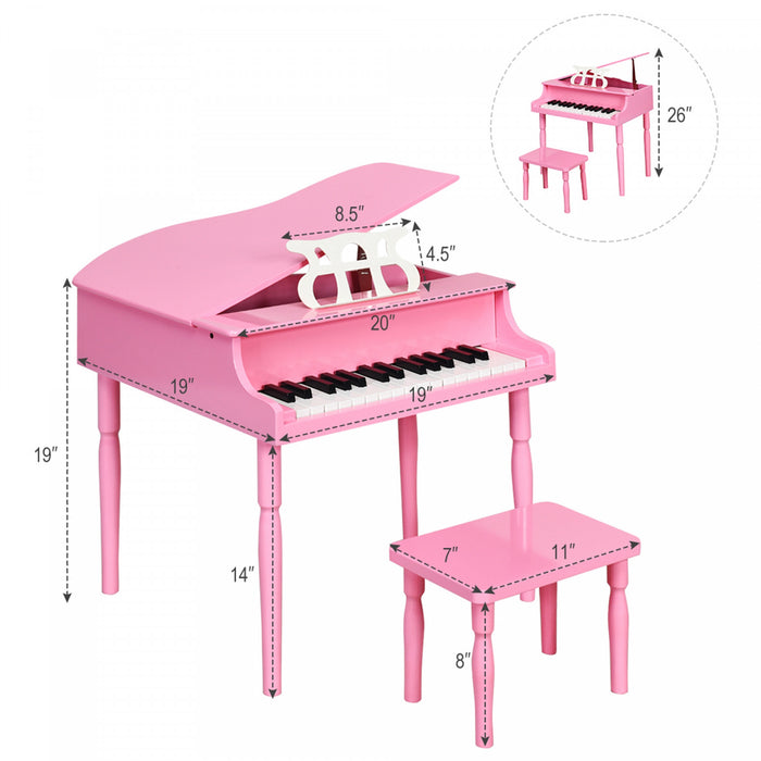 Costway 30-Key Classic Piano Wood w/ Bench & Music Rack Black