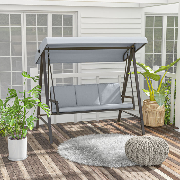 Outsunny 3 Seater Patio Swing Chair, Outdoor Swing Seat, Light Grey