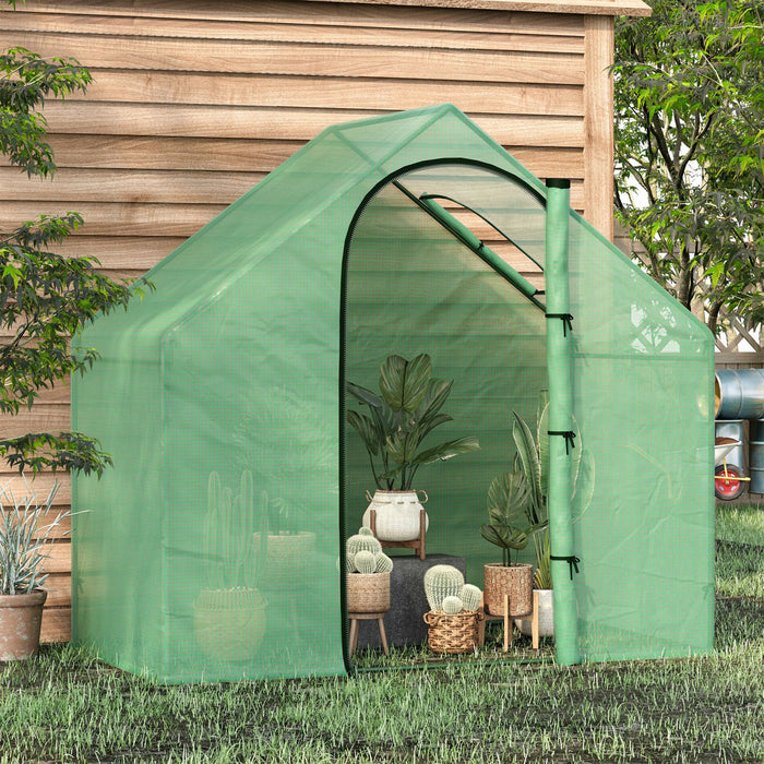 Outsunny 6'x3.3'x5.5' Walk-in Garden Greenhouse With Door And Top Window, Portable Mini Greenhouse For Plants Flowers Herbs, Outdoor Hot House Growing Tent With Steel Frame, Green Pe Cover