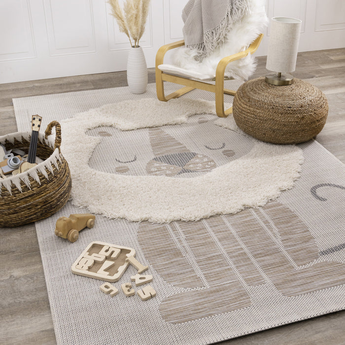 Kids Textured Lion Area Rug - 5'3\" x 7'7\"