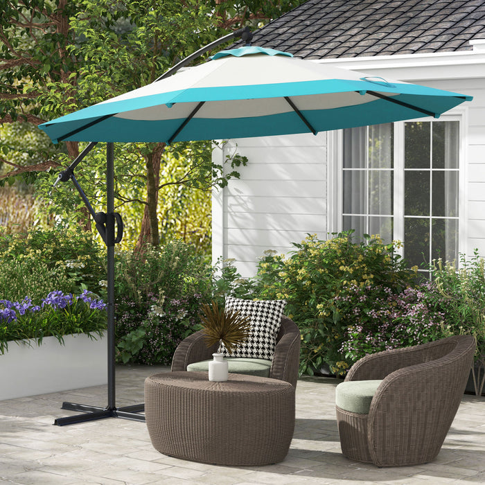 Outsunny 10ft Cantilever Patio Umbrella Offset Umbrella W/ Crank Tilt Blue