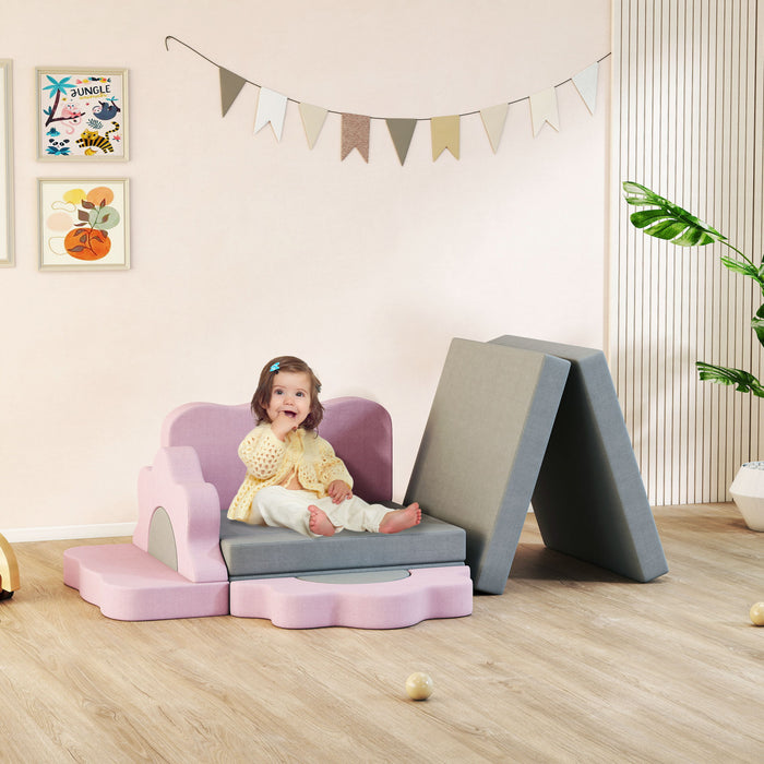 Qaba 12pcs Modular Kids Play Couch, Climbing Toys For Toddlers, Foam Climbing Blocks With Ball Pit (balls Not Included), Indoor Climb And Crawl Activity Play Set, Grey