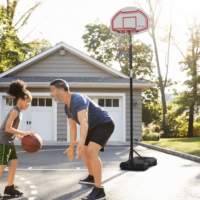 Homcom 7-8.5ft Portable Basketball Hoop With 27.5\" Backboard, White