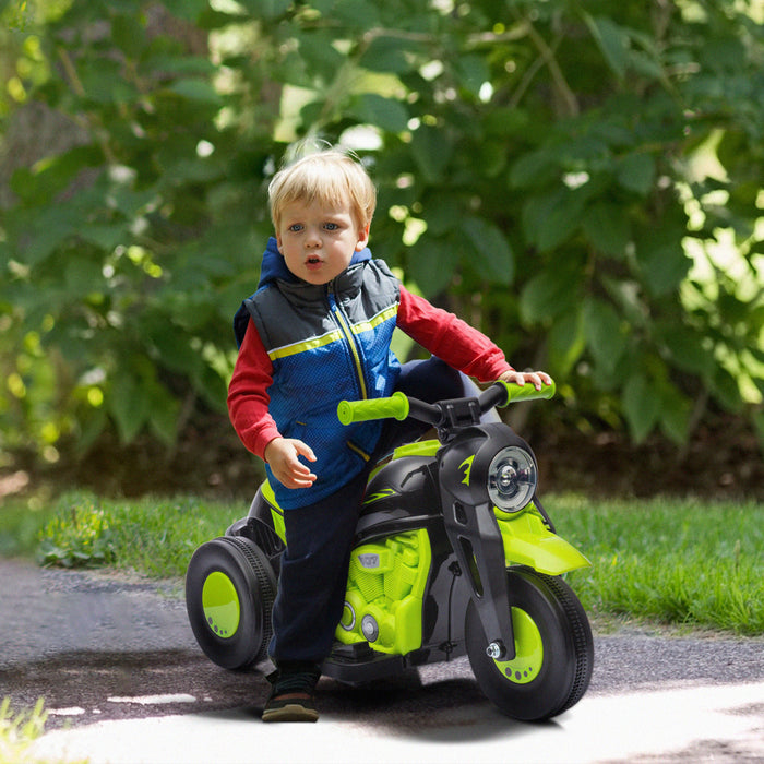 Qaba Electric Bike, Powered Ride-On Bubble Car, 3 Wheels 6v Battery Powered Electric Motorcycle For Kids With Led Headlight, Music, Pedal, For 2-5 Years, Green