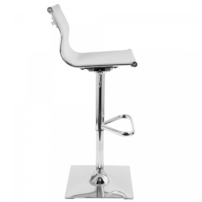 LumiSource Mirage Fabric Contemporary Adjustable Barstool with Swivel - White
